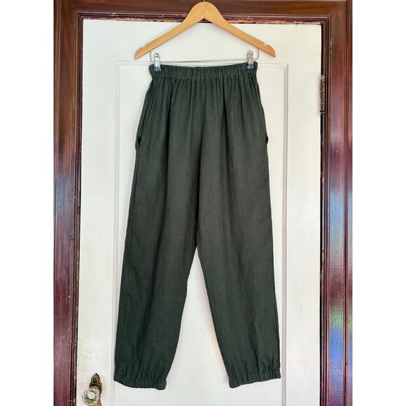 Kindred of Ireland Dark Green Irish Linen Trousers- Size Small / Medium - Picture 1 of 5